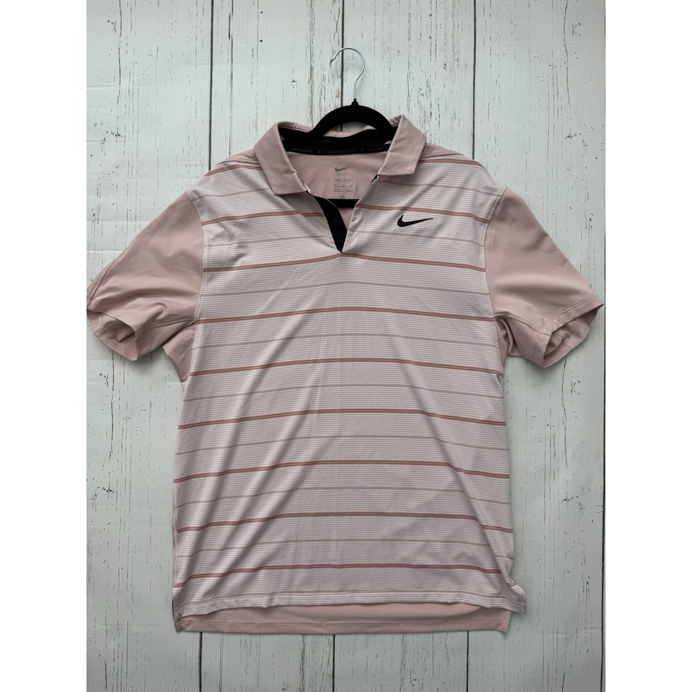 Brand New Nike Golf Tiger Woods Polo DR5318-601 Oxford Red Rose Men Size Medium